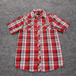 Gioberti Shirt Mens Large Red Plaid Short Sleeve Snap Button-Up Western Pockets